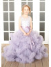 Beaded Lavender Lace Tulle Cloud Flower Girl Dress